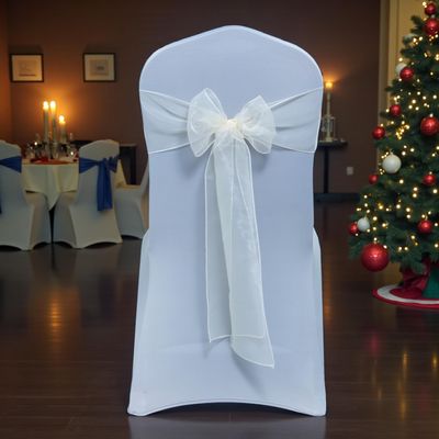 MDS Pack of 200 PCS Organza Chair Sashes Wider Dining Chair Bows Ribbon Tie Back for Wedding Party Birthday Bridal Shower Reception Event Banquet Home Chair Cover Decoration - Ivory
