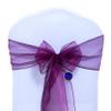 MDS Pack of 200 PCS Organza Chair Sashes Wider Dining Chair Bows Ribbon Tie Back for Wedding Party Birthday Bridal Shower Reception Event Banquet Home Chair Cover Decoration - Eggplant view 3