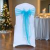 MDS Pack of 200 PCS Organza Chair Sashes Wider Dining Chair Bows Ribbon Tie Back for Wedding Party Birthday Bridal Shower Reception Event Banquet Home Chair Cover Decoration - Light Teal view 1