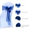 MDS Pack of 200 PCS Organza Chair Sashes Wider Dining Chair Bows Ribbon Tie Back for Wedding Party Birthday Bridal Shower Reception Event Banquet Home Chair Cover Decoration - Navy Blue view 2