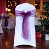MDS Pack of 200 PCS Organza Chair Sashes Wider Dining Chair Bows Ribbon Tie Back for Wedding Party Birthday Bridal Shower Reception Event Banquet Home Chair Cover Decoration - Dark Purple view 1