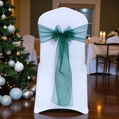 MDS Pack of 200 PCS Organza Chair Sashes Wider Dining Chair Bows Ribbon Tie Back for Wedding Party Birthday Bridal Shower Reception Event Banquet Home Chair Cover Decoration - Hunter Green