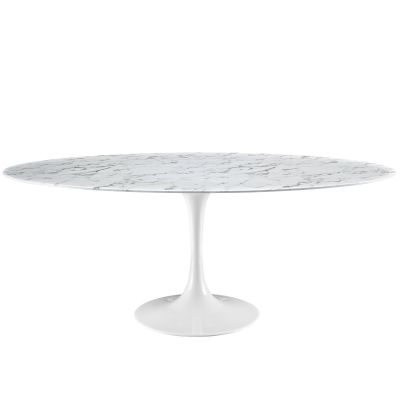 America Luxury - Tables Modern Urban Contemporary Artificial Marble Dining Table, White Steel