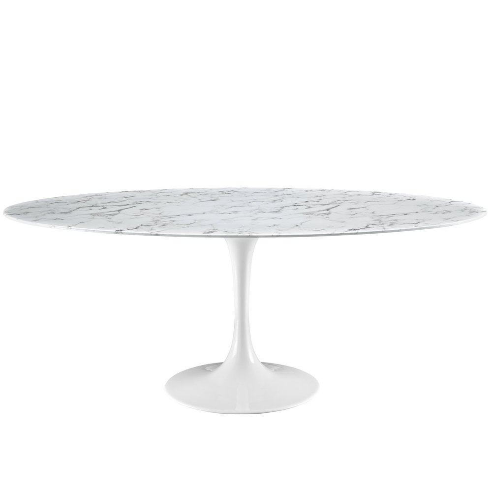 America Luxury - Tables Modern Urban Contemporary Artificial Marble Dining Table, White Steel