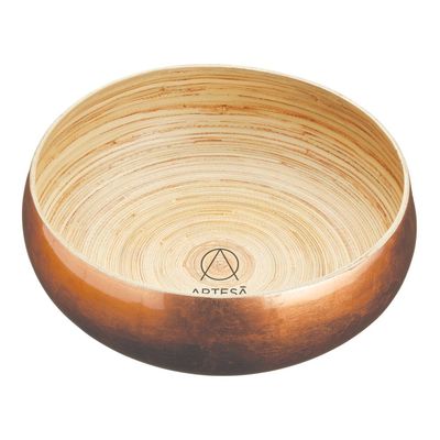 Artes Large Wooden Fruit Bowl/Serving Bowl, 26 cm (10") - Copper Finish