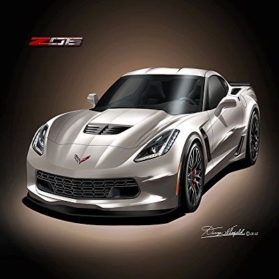 2015 CORVETTE Z06 - SHARK GRAY - ART PRINT POSTER BY ARTIST DANNY WHITFIELD - SIZE 24 X 36