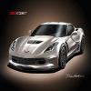 2015 CORVETTE Z06 - SHARK GRAY - ART PRINT POSTER BY ARTIST DANNY WHITFIELD - SIZE 24 X 36 view 1
