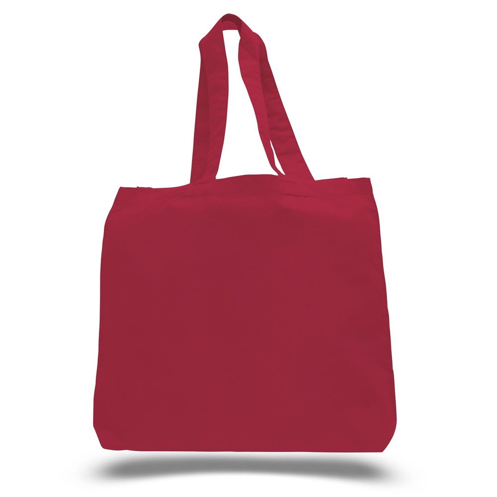1 Dozen (12 Pack) Cheap Cotton Tote Bags Wholesale with Bottom Gusset (Red)