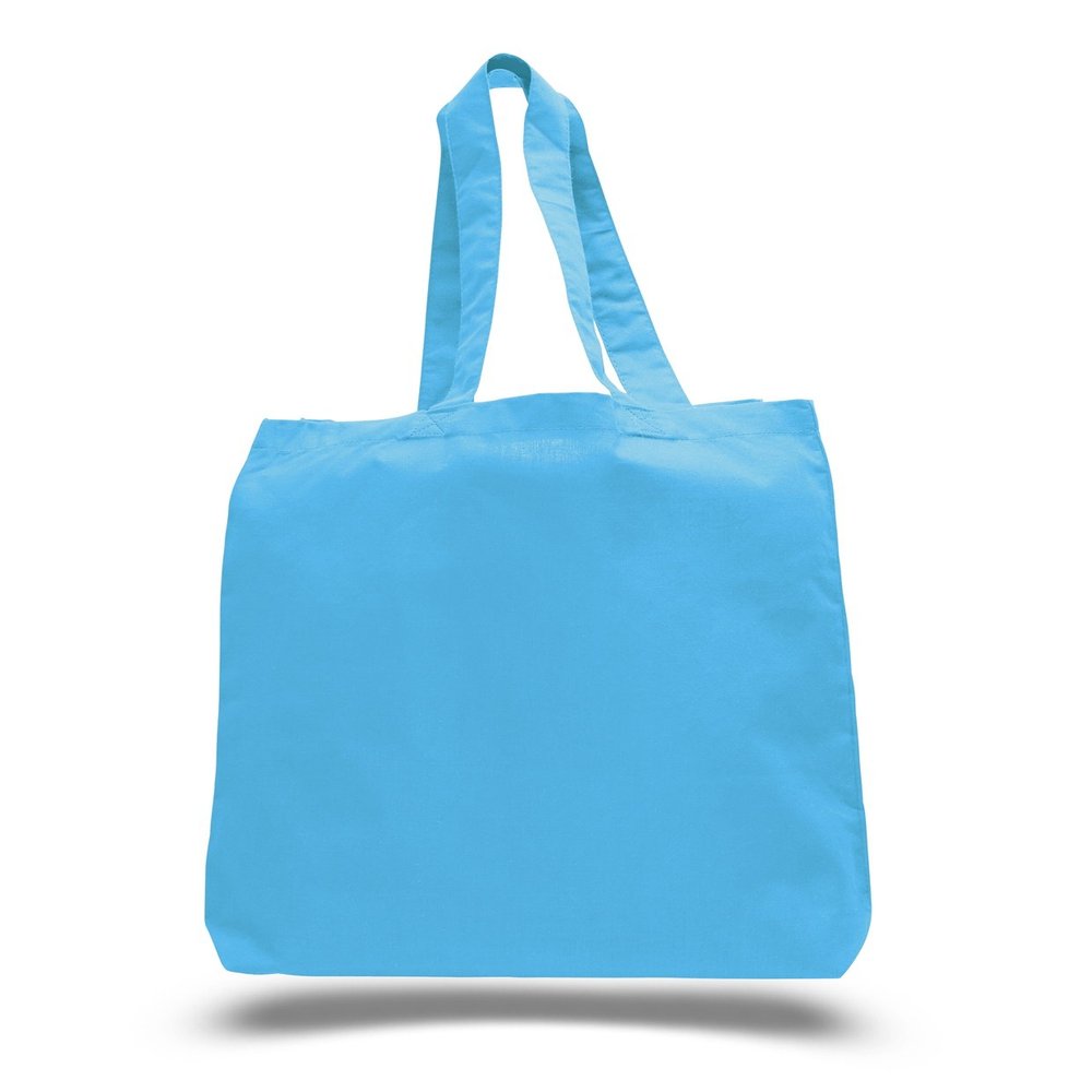 1 Dozen (12 Pack) Cheap Cotton Tote Bags Wholesale with Bottom Gusset (Turquoise)