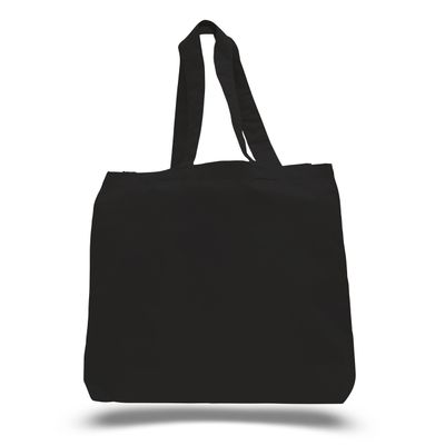 1 Dozen (12 Pack) Cheap High Quality Cotton Tote Bags Wholesale with Bottom Gusset (Black)