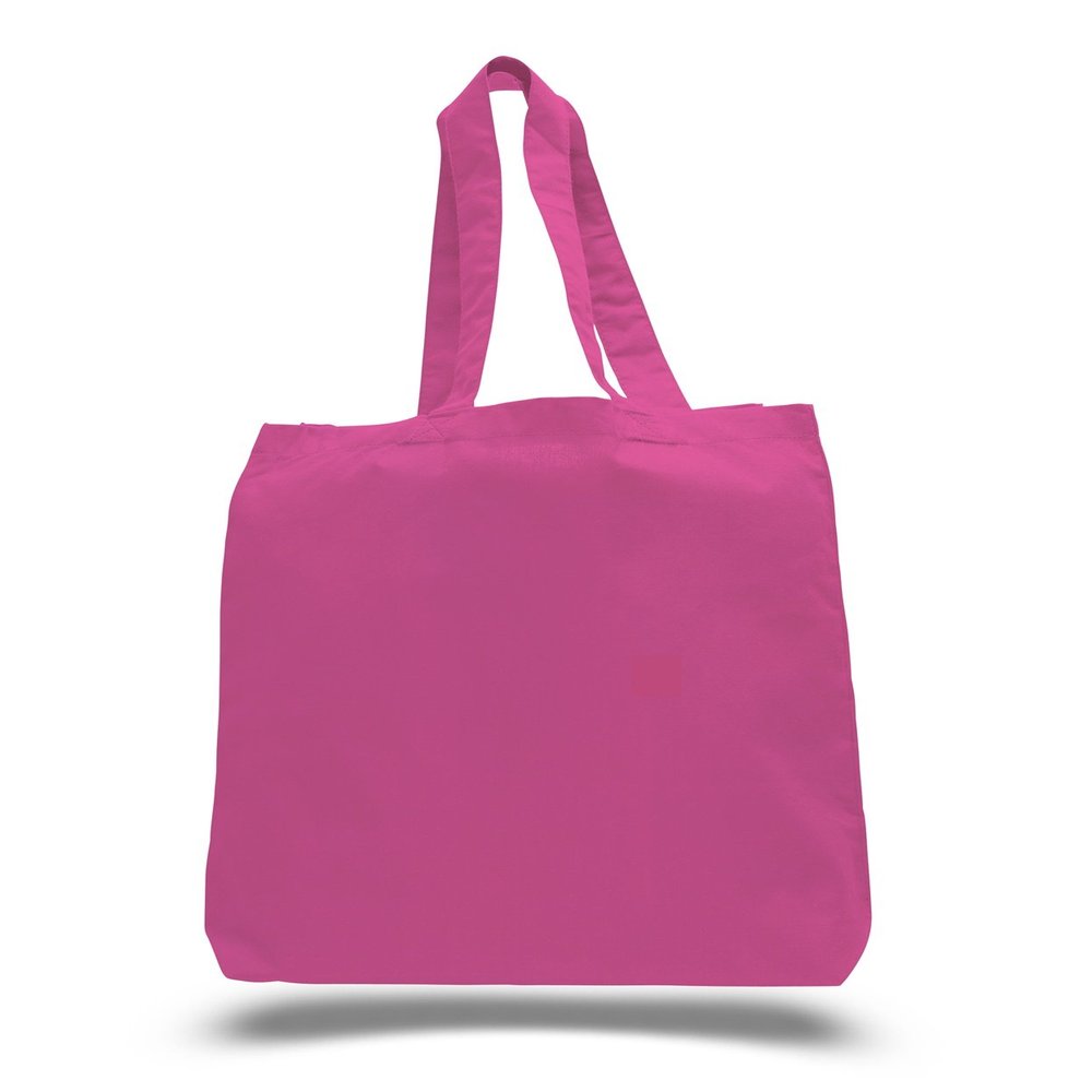 1 Dozen (12 Pack) Cheap High Quality Cotton Tote Bags Wholesale with Bottom Gusset (Hot Pink)