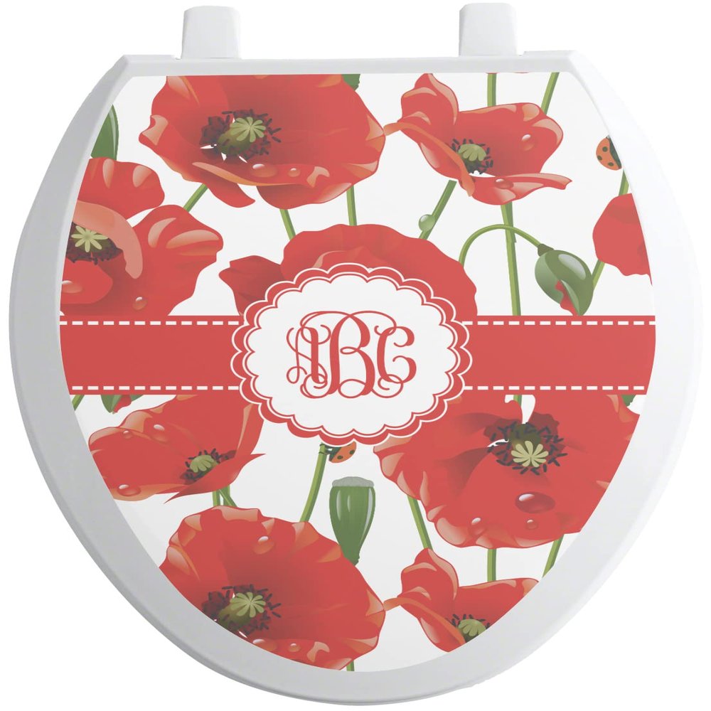 YouCustomizeIt Personalized Poppies Toilet Seat Decal - Elongated