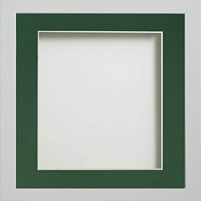 Frame Company Allington White 12x10 inch Frame with Bottle Green Mount for Image 10x8 inch *Choice of Sizes* Fitted with Real Glass