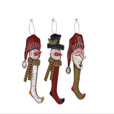 Attraction Design Christmas Snowman Santa Metal Holiday Magic Wall Hanging Stocking (Set of 3)