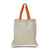 (12 Pack) 1 Dozen- Wholesale Cotton Tote Bags with Color Handles (Orange) view 1