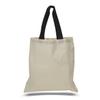 (12 Pack) 1 Dozen- Wholesale Cotton Tote Bags with Color Handles (Black) view 1