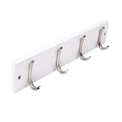 Bulk Hardware BH03321 Small Single Ribbed Hooks x 4 Satin Nickel on White Rail