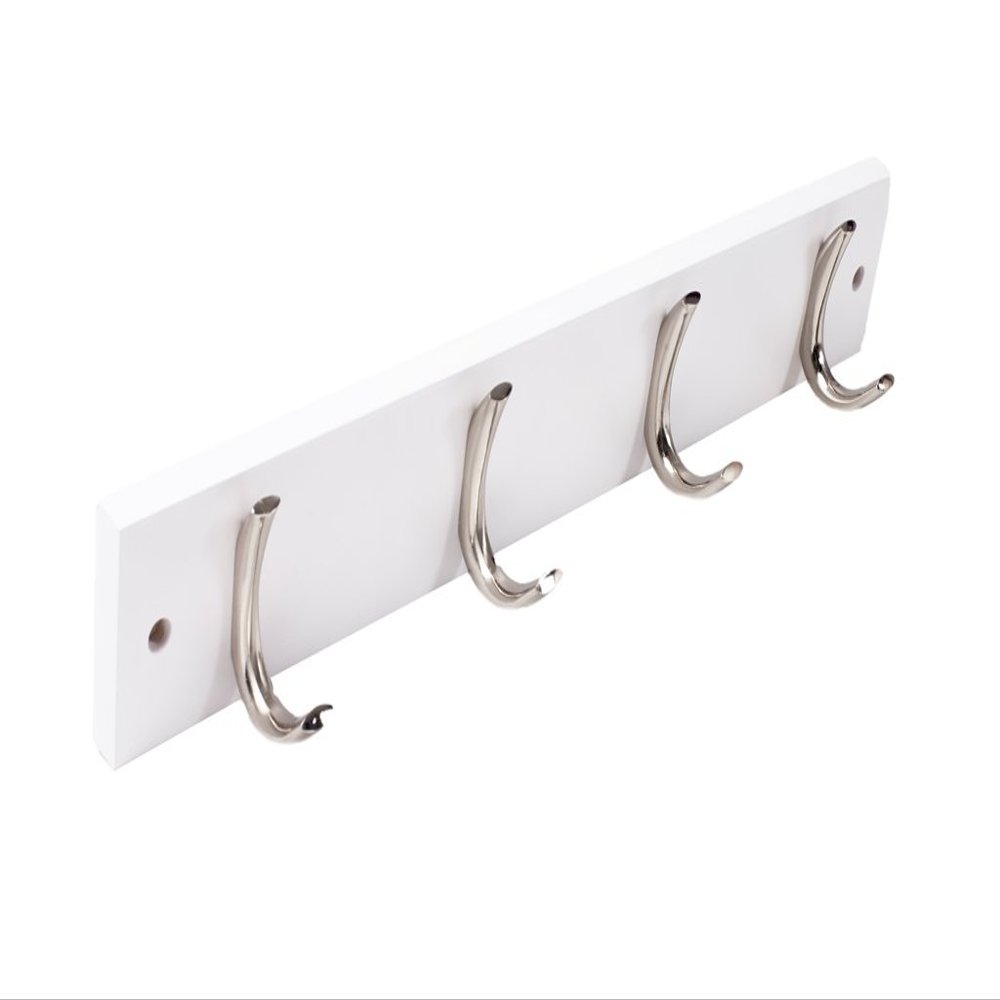 Bulk Hardware BH03321 Small Single Ribbed Hooks x 4 Satin Nickel on White Rail