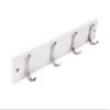 Bulk Hardware BH03321 Small Single Ribbed Hooks x 4 Satin Nickel on White Rail view 1