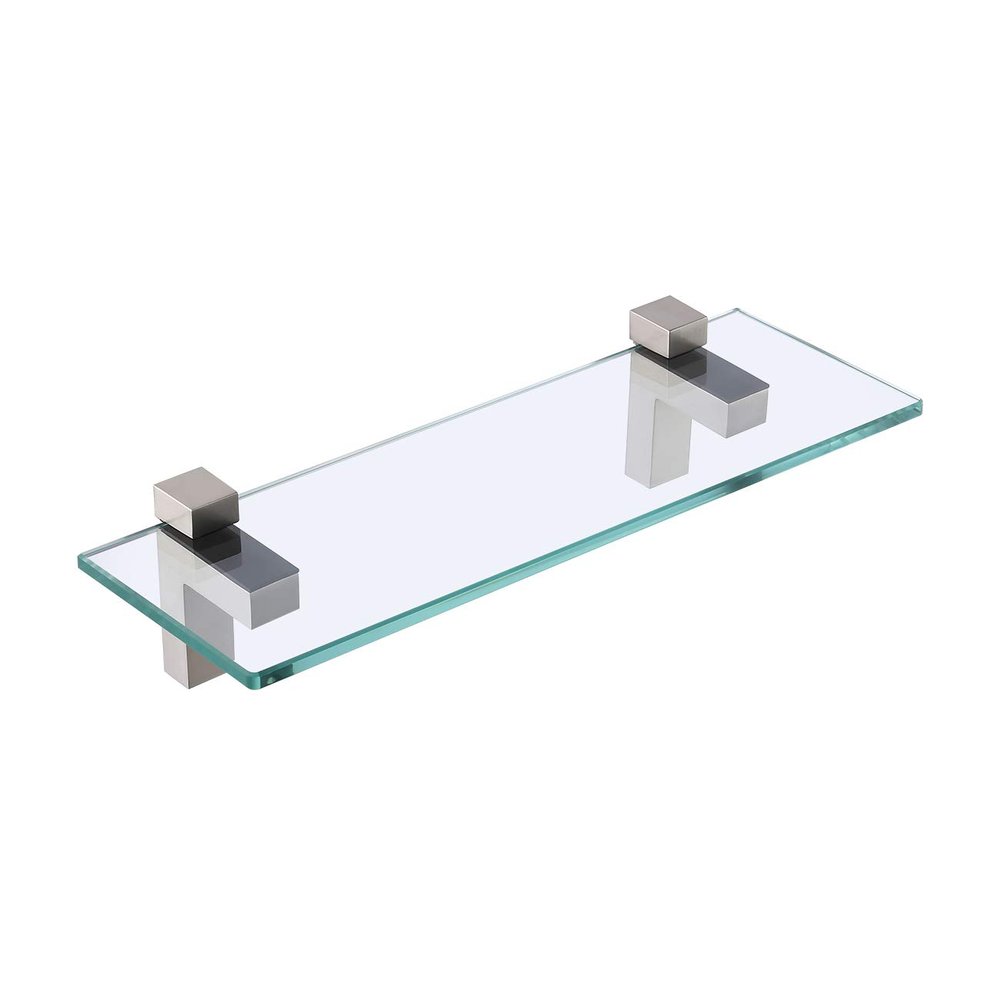 KES Bathroom Shelf, Tempered Glass Shelf 14 Inch 8MM-Thick Wall Mount Rectangular, Brushed Nickel Bracket, BGS3201S35-2
