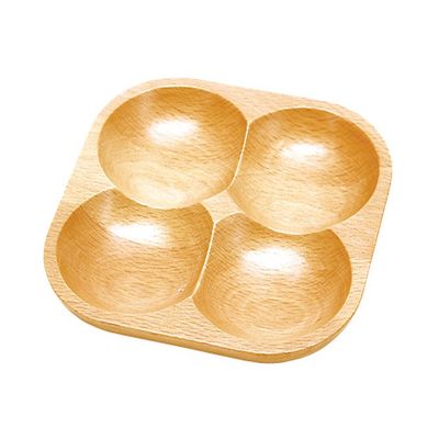Yamako POOL 32061 Wood Plate, 4 Compartments