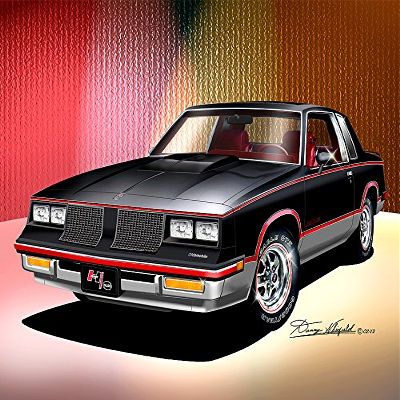 1983 Hurst OLDS Black - Silver - Art Print Poster by Artist Danny Whitfield - Size 24 X 36