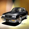 1986 Oldsmobile 442 - Black-Silver - Art Print Poster by Artist Danny Whitfield - Size 24 X 36 view 1