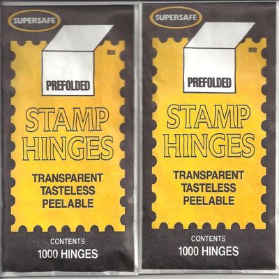 Supersafe Stamp Hinges TWO Packs of 1000 -- Total of 2000 Hinges