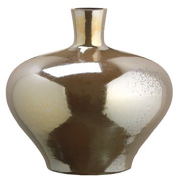 16.7" Hx13.9 D Ceramic Vase Gold