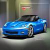 2011-2012 CORVETTE GRAND SPORT COUPE -JET STREAM BLUE - ART PRINT POSTER BY ARTIST DANNY WHITFIELD - SIZE 20 X 30 view 1