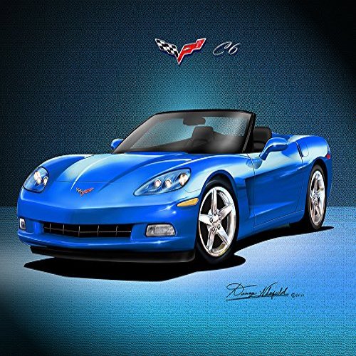 2005-2012 CORVETTE ROADSTER LE MANS BLUE - ART PRINT POSTER BY ARTIST DANNY WHITFIELD - SIZE 20 X 30