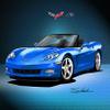 2005-2012 CORVETTE ROADSTER LE MANS BLUE - ART PRINT POSTER BY ARTIST DANNY WHITFIELD - SIZE 20 X 30 view 1