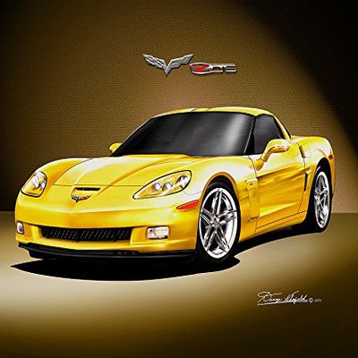 2006 CORVETTE Z06 COUPE - VELOCITY YELLOW - ART PRINT POSTER BY ARTIST DANNY WHITFIELD - SIZE 20 X 30