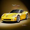 2006 CORVETTE Z06 COUPE - VELOCITY YELLOW - ART PRINT POSTER BY ARTIST DANNY WHITFIELD - SIZE 20 X 30 view 1