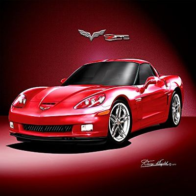 2006 CORVETTE Z06 COUPE - VICTORY RED - ART PRINT POSTER BY ARTIST DANNY WHITFIELD - SIZE 20 X 30