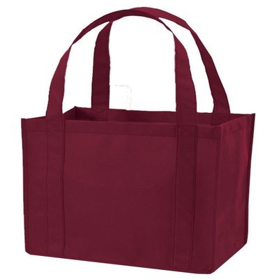 (12 Pack) Set of 12 Reusable Grocery Shopping Tote Bag (Maroon)
