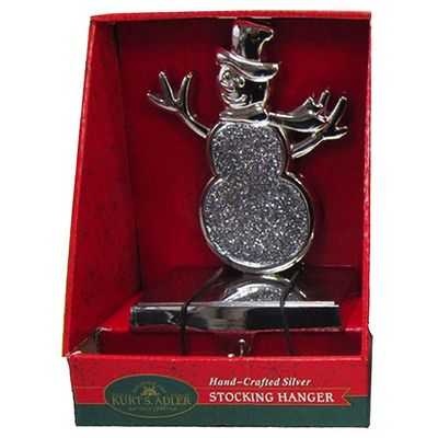 Kurt S. Adler Christmas Stocking Holder Temporary Metal Hanger with Snowman Shaped Figure