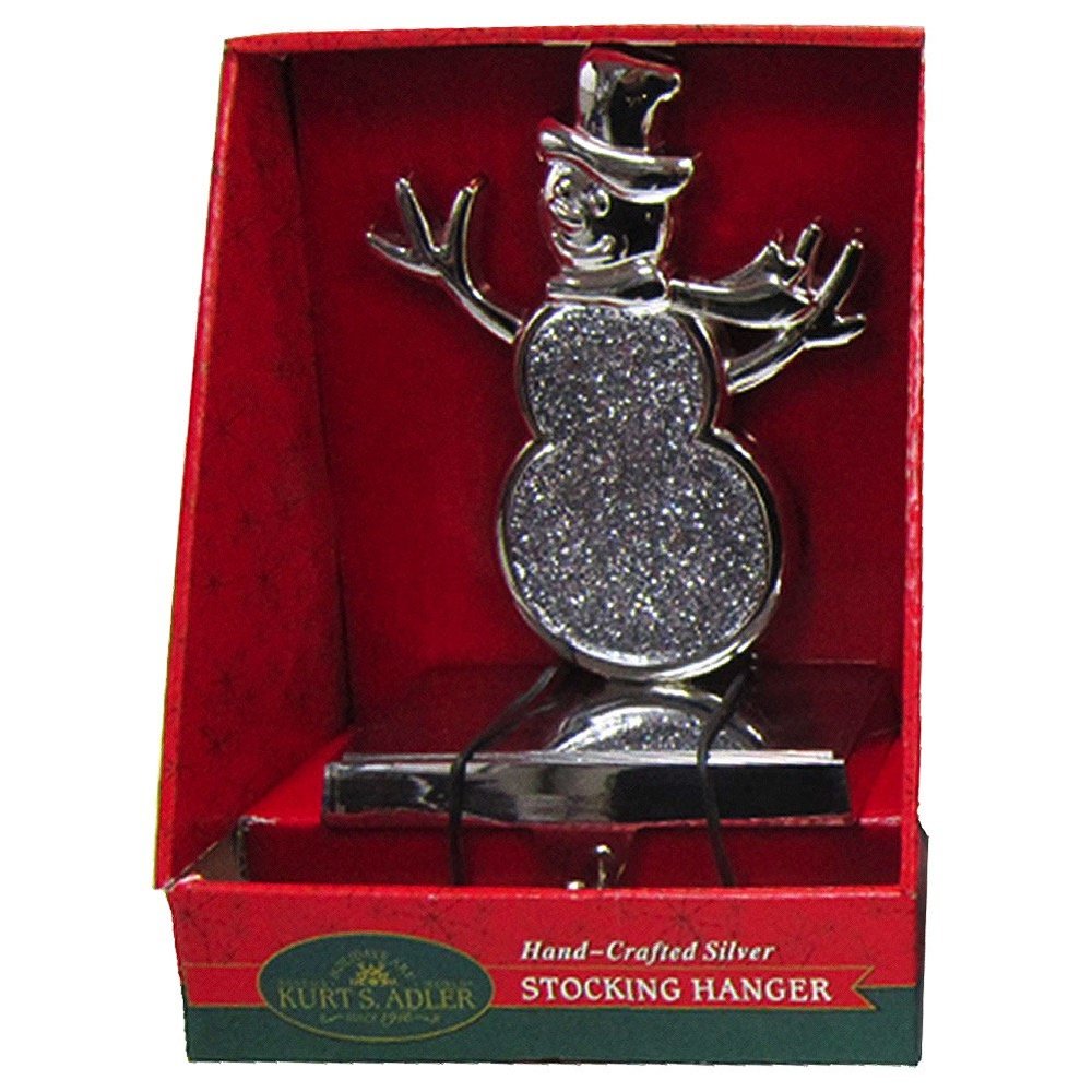 Kurt S. Adler Christmas Stocking Holder Temporary Metal Hanger with Snowman Shaped Figure