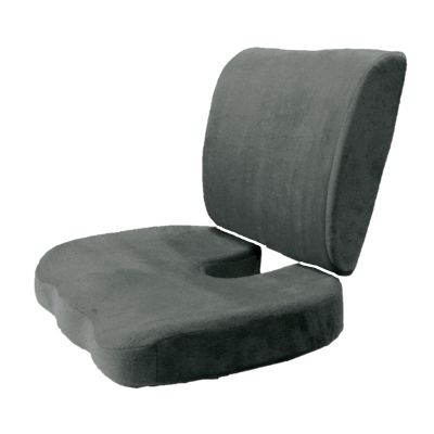 Bookishbunny 2pc Memory Foam Seat Chair Waist Lumbar Back Support Cushion Pillow Car Office Home (Gray)