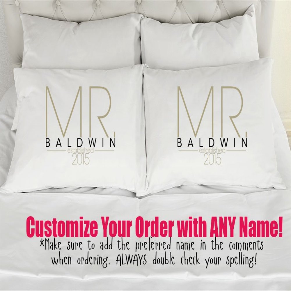 303T Set of 2 King Gay Couples Personalized Pillow Cases, Mr & Mr Pillowcases, Wedding Gift, Anniversary, Romantic Gift Idea