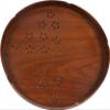 10.6" Home Round Wood Serving Tray Tea Coffee Tray (Brown) view 3