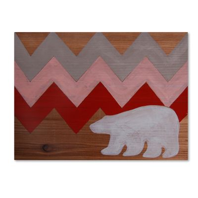 Trademark Fine Art Polar Bear Red by Nicole Dietz Hanging Art Piece, 18"x24"