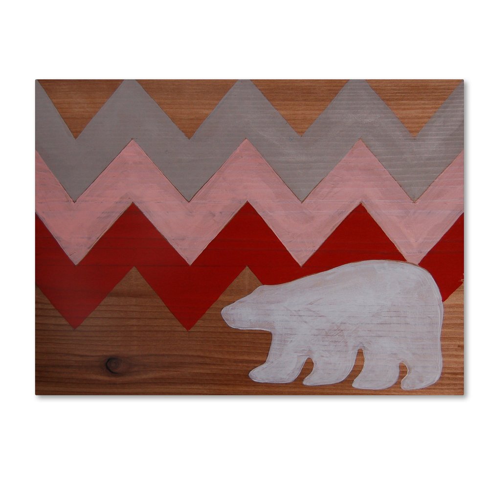 Trademark Fine Art Polar Bear Red by Nicole Dietz Hanging Art Piece, 18"x24"