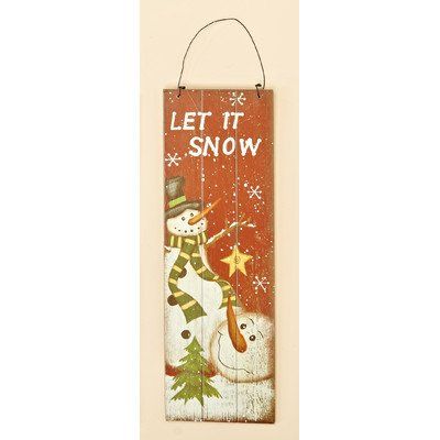 Worth Imports Wooden Hanging Snowman Scene, 18", Let it Snow