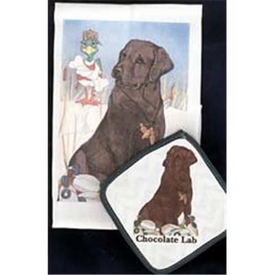 (Ship from USA) Pipsqueak Productions DP923 Chocolate Lab Dish Towel And Potholder /ITEM NO#E8FH4F85467636