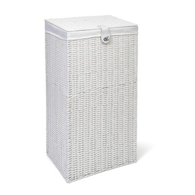 ARPAN Medium Resin Laundry Clothes Lid Storage Basket with Removable Lining, White