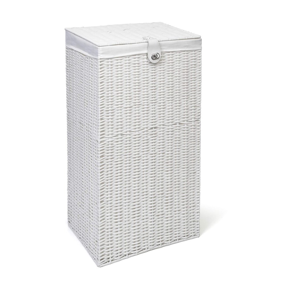 ARPAN Medium Resin Laundry Clothes Lid Storage Basket with Removable Lining, White