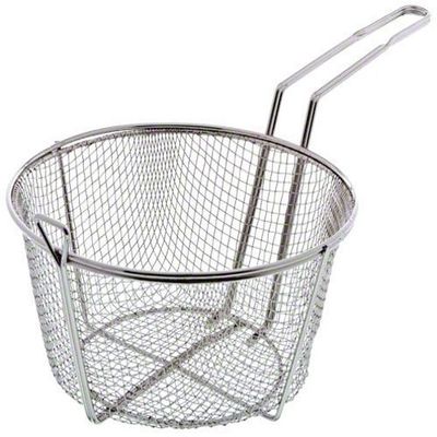 2 X Update International FB-9 Nickel Plated Round Wire Fry Basket, 9-1/2-Inch