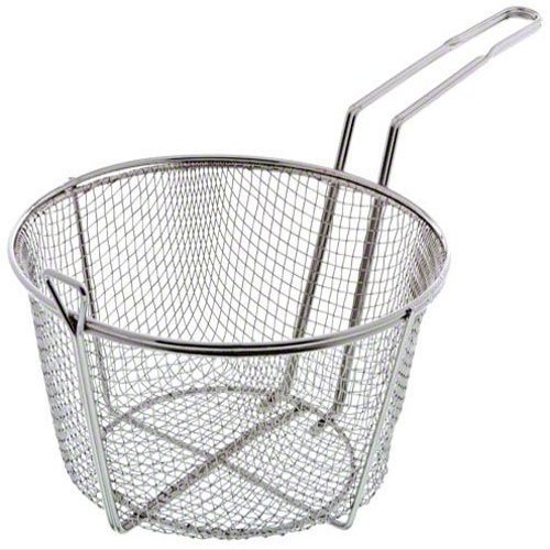 4 X Update International FB-9 Nickel Plated Round Wire Fry Basket, 9-1/2-Inch