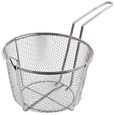5 X Update International FB-9 Nickel Plated Round Wire Fry Basket, 9-1/2-Inch